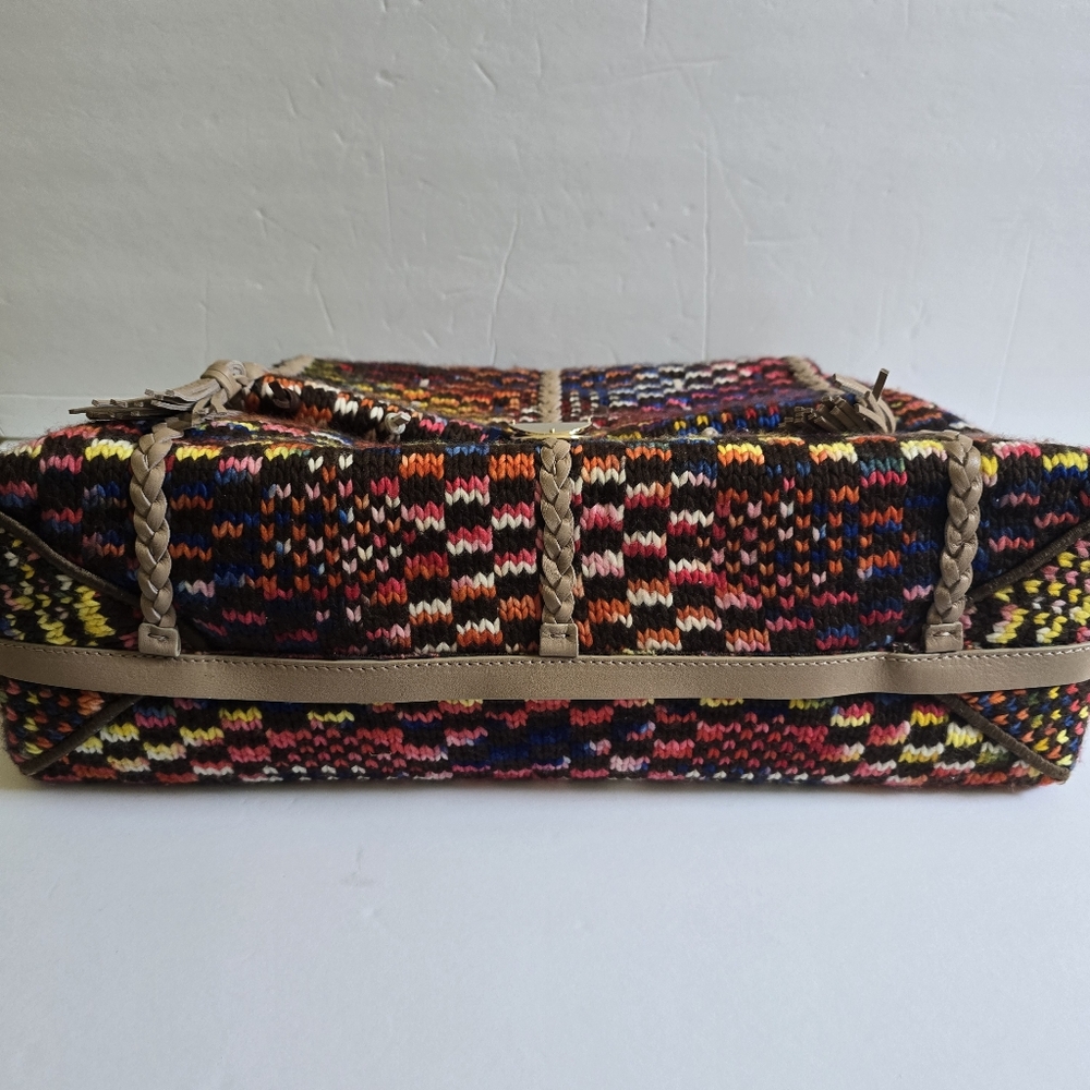Chloé Penelope Large Braided Wool Leather Shoulder Bag Multicolor - Picture 9 of 14